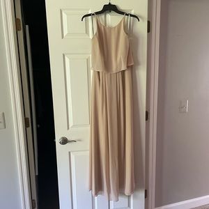 Monique Lhuillier bridesmaids dress in blush